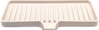 Silicone Soap Dish Tray and Sponge Holder with Drain Chute, Rectangular, Kitchen and Bathroom Sink Organizer (Sand Dollar, 9"x3.5")