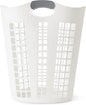Gracious Living Laundry Basket, Easy Carry Flex Collapsible Hamper, 87.5 Liters, White - Large Plastic Clothes Storage Organizer for Home, Bathroom, and Bedroom