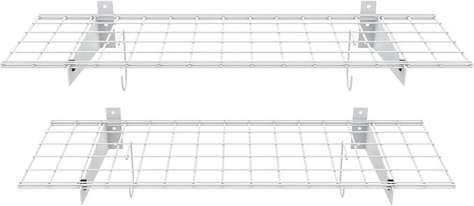 TORACK 2 Pack Garage Storage Wall Shelves, 15" x 45" Wall Mounted Wire Shelves for Garage Heavy Duty Wall Shelving(Pack of 2, White)