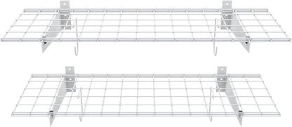 TORACK 2 Pack Garage Storage Wall Shelves, 15" x 45" Wall Mounted Wire Shelves for Garage Heavy Duty Wall Shelving(Pack of 2, White)