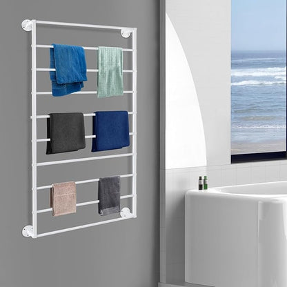 Wall Mounted Display Rack, 10-Layer Wall Scarf Rack Organizer, Space-Saving Wrapping Paper Organizer Ribbon Holder for Flower Shops. Three Color Options (White)