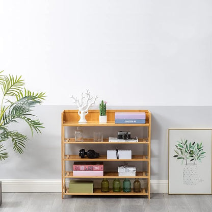 SOBIBO Bamboo Shoe Rack Organizer, 5 Tier Shoe Shelf Storage Organizer, for Entryway, Hallway, and Closet (Nature-39)