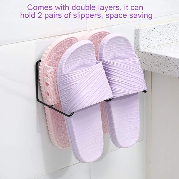 Shoes Rack, Double Layer Wall Mounted Shoes Rack Organizer Hanging Shoe Shelves Holder Hanging Over The Wall for Hanging on The Door Bathroom(White)