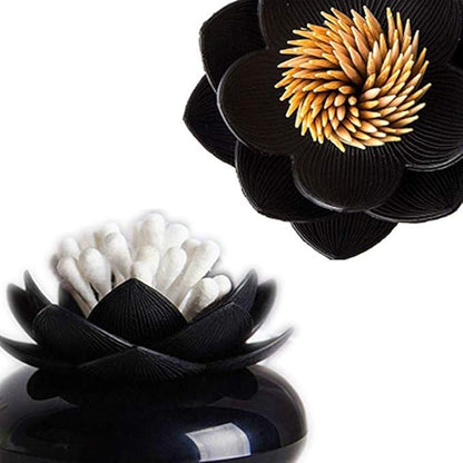 2 Pack Creative Lotus Cotton Swab Holder Q-Tips Toothpicks Holder Table Decorate Cotton Bud Storage Box Organizer