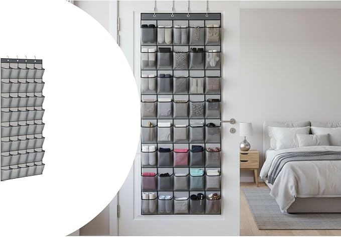 Over the Door Shoe Organizer for Bedroom Door with Multiple Pockets - Hanging Shoe Storage Bag Caddy