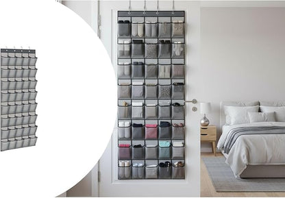Over the Door Shoe Organizer for Bedroom Door with Multiple Pockets - Hanging Shoe Storage Bag Caddy