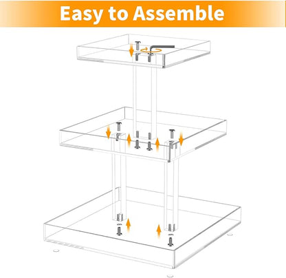 NIUBEE 3-Tier Perfume Organizer, Clear Resin, Rectangular Tray, Sturdy Design, Space Saver, Convenient Access, Easy Assembly