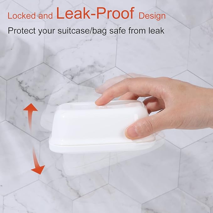Quatish 2 Pack Travel Soap Container, Leakproof Soap Holder with Lid, Travel Bar Soap Holder, Soap Case for Camping Gym Travel, Portable Soap Box for Bathroom, White