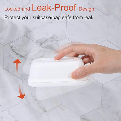 Quatish 2 Pack Travel Soap Container, Leakproof Soap Holder with Lid, Travel Bar Soap Holder, Soap Case for Camping Gym Travel, Portable Soap Box for Bathroom, White