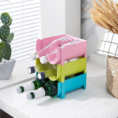 Luxshiny 3pcs Stackable Beverage Storage Rack Beer Organizer for Refrigerator Lightweight Can Holder Practical Kitchen Storage for Bottled Drinks and Water Bottles