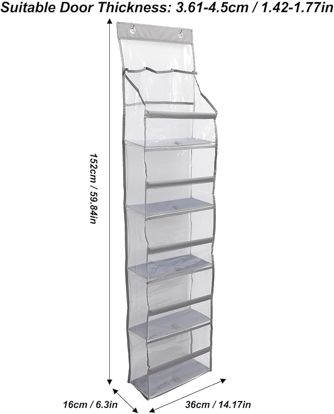Multifuntional Over The Door Organizer 5 Layers 3 Large Capacity Pockets Anti Tilt Hanging Closet Door Organizer for Pantry Nursery Bathroom