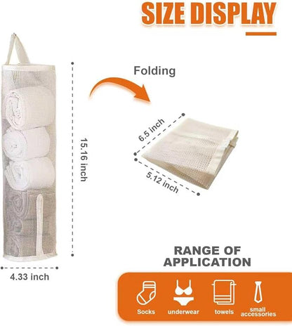 Hanging Sock Organizer, 3 Pack Mesh Storage Bags with Top & Bottom Access, Holds 7-10 Pairs, Closet Organizer for Underwear, Scarves, & Small Items