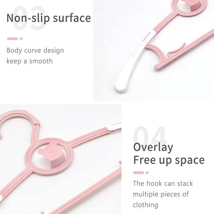 Baby Adjustable Clothes Hangers,20pcs Kids Non-Slip Bow Rack Hangers,Extendable Coat Plastic Hangers for Newborn Infant Toddler Child Laundry Nursery Closet