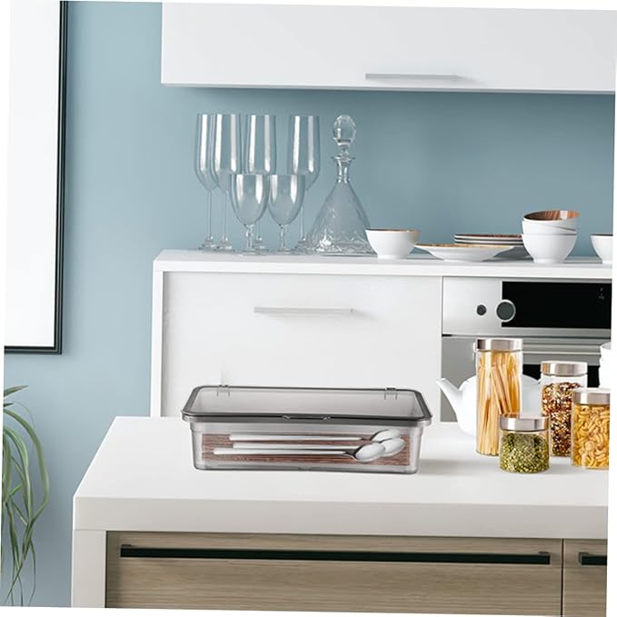 Chopsticks Storage Box with Draining Plate 6-Pack Kitchen Organizer Visible Utensil Holder for Chopsticks Spoons Forks Silverware Home Supply