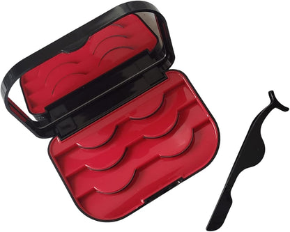 Coiffure Extensions Three Tier Magnetic Eyelash Storage Case With Mirror And Tweezer: Holder, Travel Case, Organizer