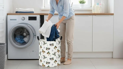 CLOCOR Large Laundry Basket,Waterproof Nursery Hamper,Collapsible Fabric Storage Container,Room Decor,Gift Basket（Mallard