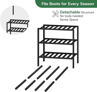 kiplant Small Boot Rack Organizer Tall Boots- 4 Pair Boot Rack Bamboo Wood Shoe Rack for Entryway & Closet, Holds Tall Boots