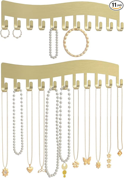 Wall Necklace Organizer Holder: Wall Mounted Jewelry Hanging Storage Necklaces Display Hanger Gold