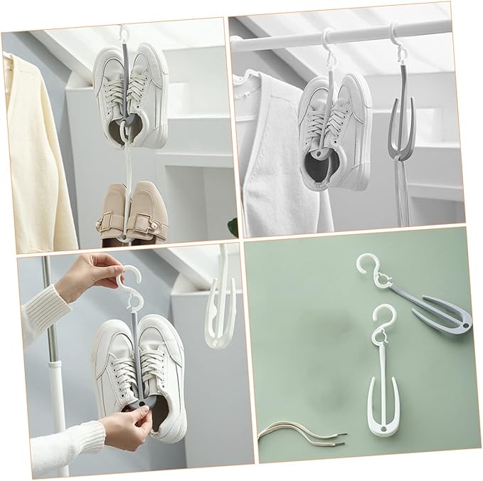 PRETYZOOM 10pcs Shoe Display Stand Double Hook Hanging Shoe Organizer for Drying Storage