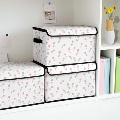Stackable Clothes Storage Bins with Lids,Closet Organizers Fabric Cat Printing Box for Home and Office,Blanket Clothes Organizers,Under Bed Storage Containers 3 Pack.