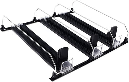 Soda Can Dispenser Organizer for Fridge Automatic Pusher 38cm E Shaped (Black)