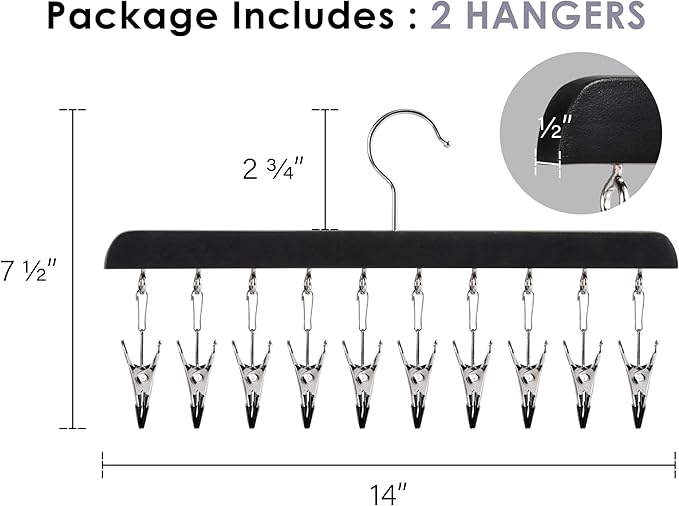 StorageWorks Hat Rack, Closet Organizer and Storage for Baseball Caps,Set of 2 with 10 Adjustable Stainless Steel Clips, Fits All Caps, Black