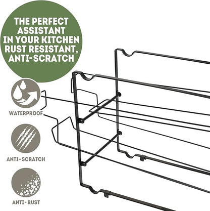 DINEST 2-Pack Stackable Soda Can Organizer - Rust Resistant Rack Dispenser for 24 Cans - Easy Assembly, Great Storage for Refrigerator, Pantry, and Cabinets in Sleek Black Design