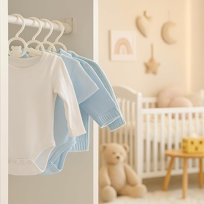 Baby Hangers for Nursery Closet 80 Pack Plastic Kids Clothes Hanger Space Saving Non Slip Extendable Toddler 11-14” Adjustable Hangers Heavy Duty Clothing Infant Hanger Bulk, White