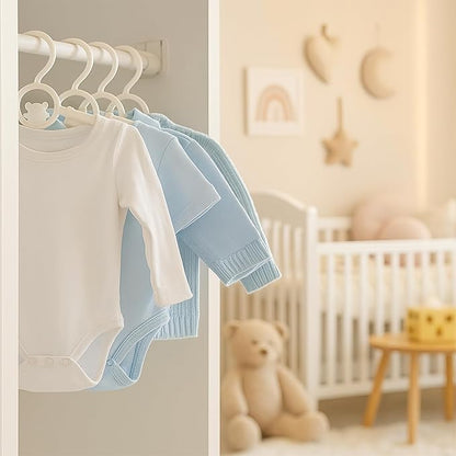 Baby Hangers for Nursery Closet 60 Pack Plastic Kids Clothes Hanger Space Saving Non Slip Extendable Toddler 11-14” Adjustable Hangers Heavy Duty Clothing Infant Hanger Bulk, White