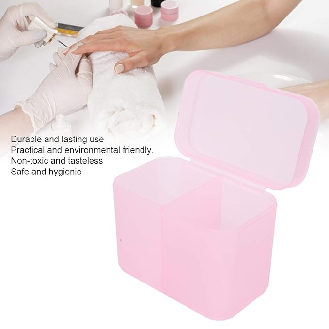 Dioche 2 Grids Nail Storage Box Nail Polish Remover Pad Storage Container Cosmetic Storage Box Organizer Holder Cotton Film Box for Nail Tools, Cosmetics And Crafts Storage Boxes()