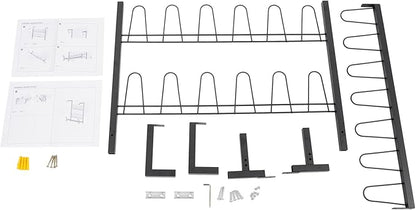 DouSeiAi Metal Wall Mounted Shoe Rack – 3-Tier Hanging Shoe Organizer with 18 Hooks, Space-Saving Boot & Shoe Holder for Walk in Closet, Mudroom, Entryway, Garage, Holds 9 Pairs