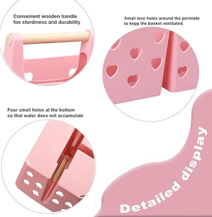 Anyoifax Portable Shower Caddy Plastic Shower Basket Organizer Divided Bathroom Caddy Storage Cleanning Caddy Tote with Handle for College, Dorm Room, Kitchen, Pink