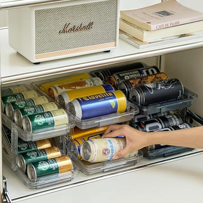 Drink Organizer for Fridge Soda Holder for Refrigerator Can Dispenser,Adjustable Width Can Holders for Fridge Suitable for Storage Cabinet