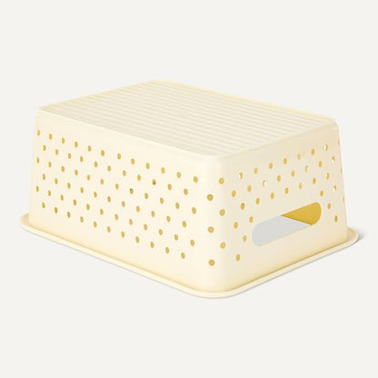 Amazon Basics Decorative BPA-Free Plastic Storage Baskets, 9.9 x 7.4 x 4.16, Ivory, Pack of 6