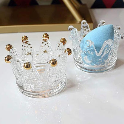 Beauty Blender Holder Makeup Sponge Holder Crown Glassware Stand Storage Powder Puff Display Stand（2 Pack） (2 Crystal clear)