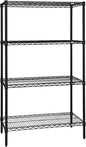 Quantum Storage Systems WR74-1460BK Wire Shelving Starter Kit, 60" W x 14" D x 74" H, 600 lbs Capacity, Carbon Steel, Epoxy Coated, Black, NSF