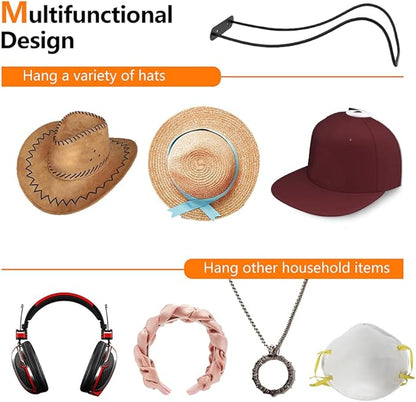 4 Pack Cowboy Hat Rack for Wall, Wall Mount Metal Hats Organizer Storage for Cowboy Hat, Fedora, Sun Hats,Wide Brim
