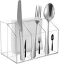 Lemecima Acrylic Utensil Holder Silverware Caddy Countertop Cutlery Plastic Organizer For Napkins Flatware Spoon Fork Knife, Space-Saving, For Buffet, Picnic Party