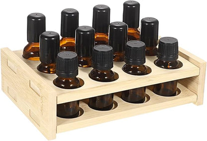 Hipiwe Essential Oils Racks Display Stand 12 Slots Essential Oil Bottle Organizer Tabletop Storage Rack for 15ml 10ml 5ml Bottles Rollerball Lipstick Holder Perfume Nail Polish Shelf