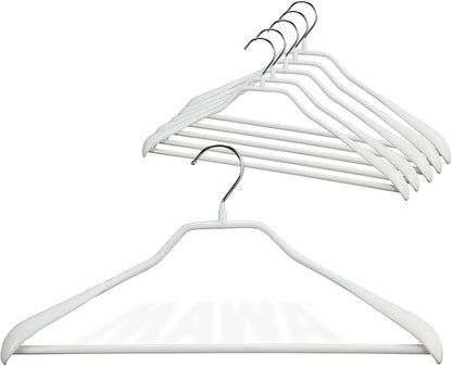 Mawa by Reston Lloyd BodyForm Series Non-Slip Space-Saving Clothes Hanger with Bar for Pants, 16-1/2", Style 42/LS, Set of 6, White