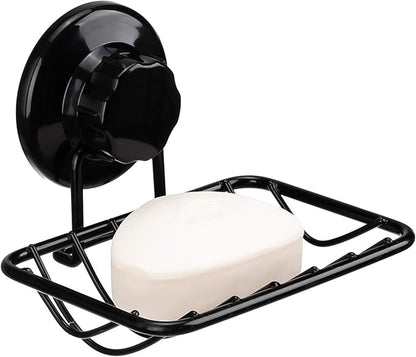 iPEGTOP Super Powerful Vacuum Suction Cup Shower Soap Dish - Strong Rustproof Stainless Steel Soap Saver Sponge Holder for Bathroom & Kitchen Sink, Black