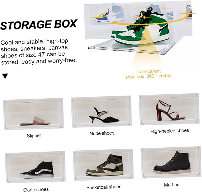 Garneck 1pc Capacity Creative Plastic Shoe Storage Box Window for Easy Access Side Opening Design for Organizing Shoes Clothes and Accessories