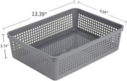 Eslite Plastic Organizing Baskets/Storage Tray Baskets,6-Pack,Gray