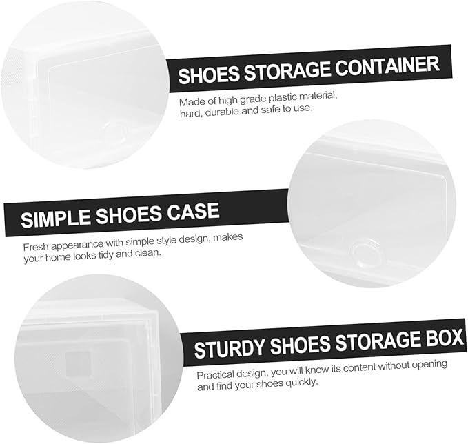 Ciieeo 6 Pcs Sturdy Plastic Shoe Storage Box Lid Drawer Type Organizer for Home Use Dustproof and Stackable Shoe Container