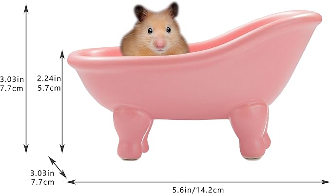 1 Piece 5.6" Colorful Ceramic Mini Clawfoot Bathtub Soap Dish Decortative Soap Dish Small Planter Makeup Organizer Container Hamster Bathtub（Pink）