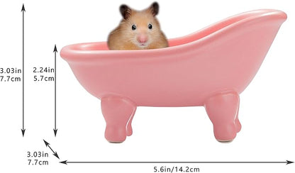 1 Piece 5.6" Colorful Ceramic Mini Clawfoot Bathtub Soap Dish Decortative Soap Dish Small Planter Makeup Organizer Container Hamster Bathtub（Pink）