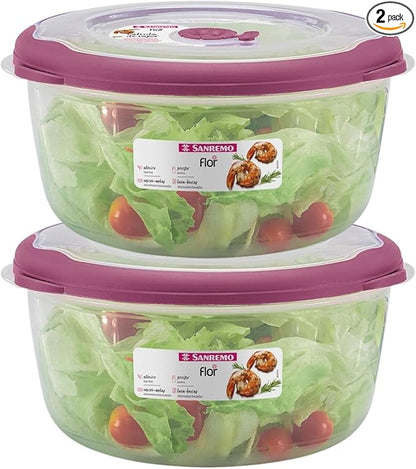 Tribello Large 10 Cup Food Storage Bowl with Lid, Salad Bowl With Airtight/Steam Vent Lid Dishwasher/Freezer and Microwave Safe Container For Serving and Storing, BPA Free - Round - 80 Oz - 2 Pack