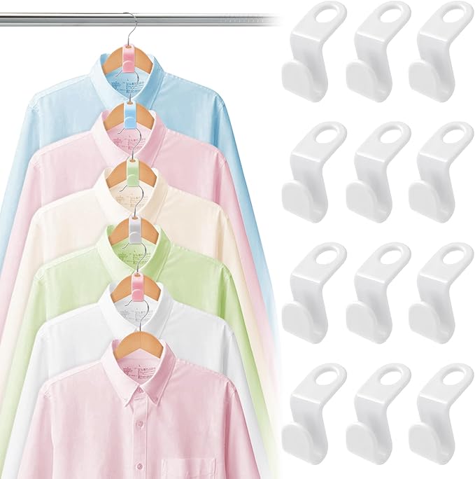 50 PCS Space Saving Hanger - Clothes Hanger Connector Hooks, Stacking Space Saver, Plastic Closet Organizers and Storage Extender for Heavy Duty Hangers Connection (50, White)