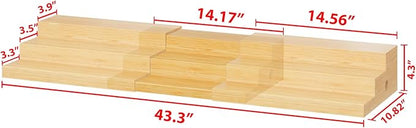 3-Tier Extra-Long Expandable Bamboo Can Rack for Pantry – Adjustable Pantry Can Organizer, Large Capacity Holds up to 45 Cans, Pantry Shelf & Countertop Storage (Patent Pending)