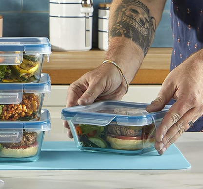 Snapware Total Solutions (2-Pack, 1 & 4 Cup) Glass Food Storage Containers Set, Airtight & Leakproof Locking BPA-Free Lids, Freezer Dishwasher Microwave Safe